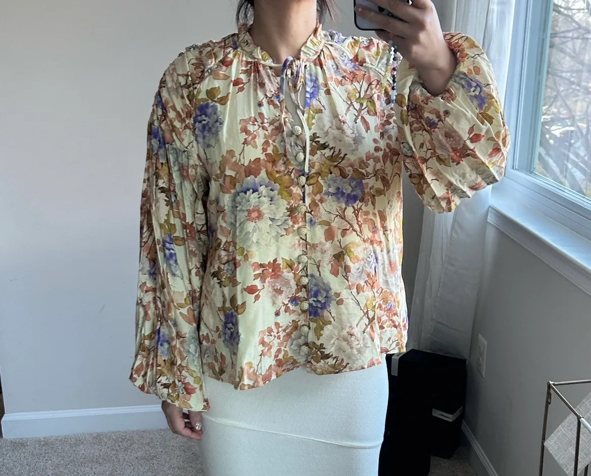 &merci floral print blouse top. S - Image 2