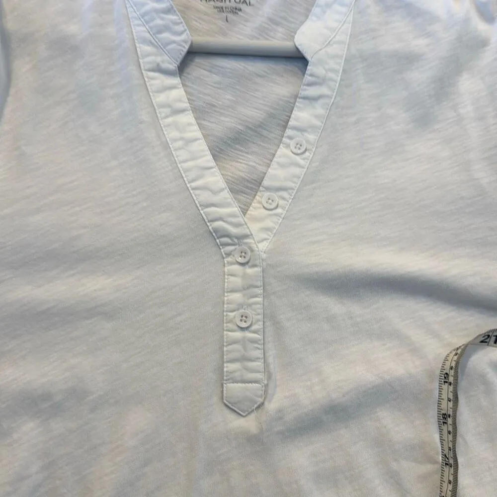 Habitual cotton puff sleeve white button front top large - Image 9