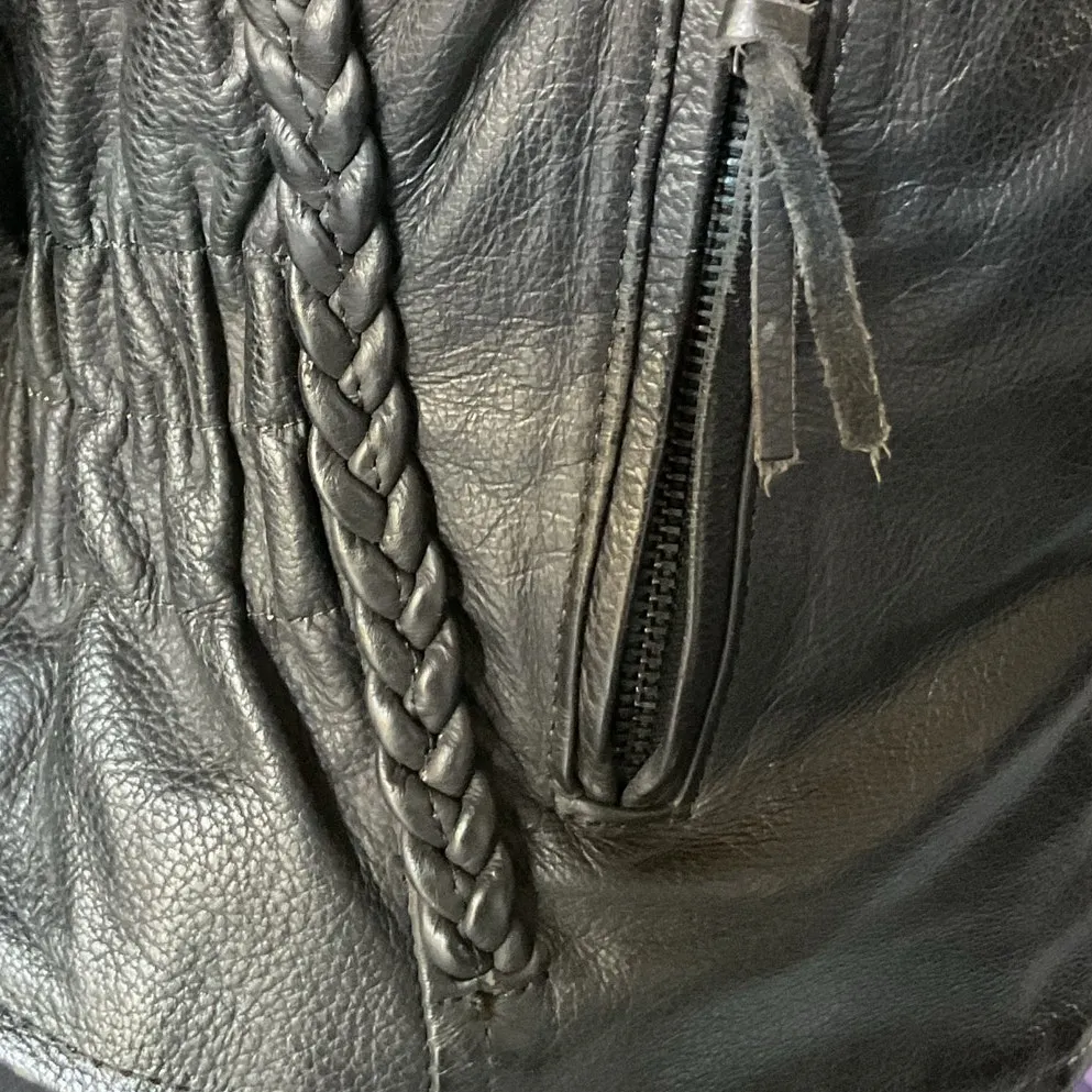 Vintage UNIK Premium Black Leather Biker Jacket Women’s S - Image 6