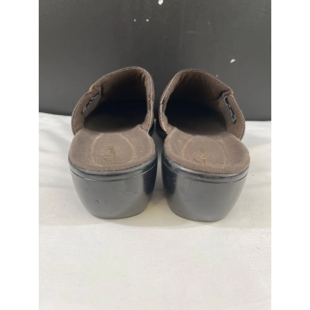 Clarks Women's Brown Leather Shoes/Heeled Mules Size 9M SKU 5849 - Image 2