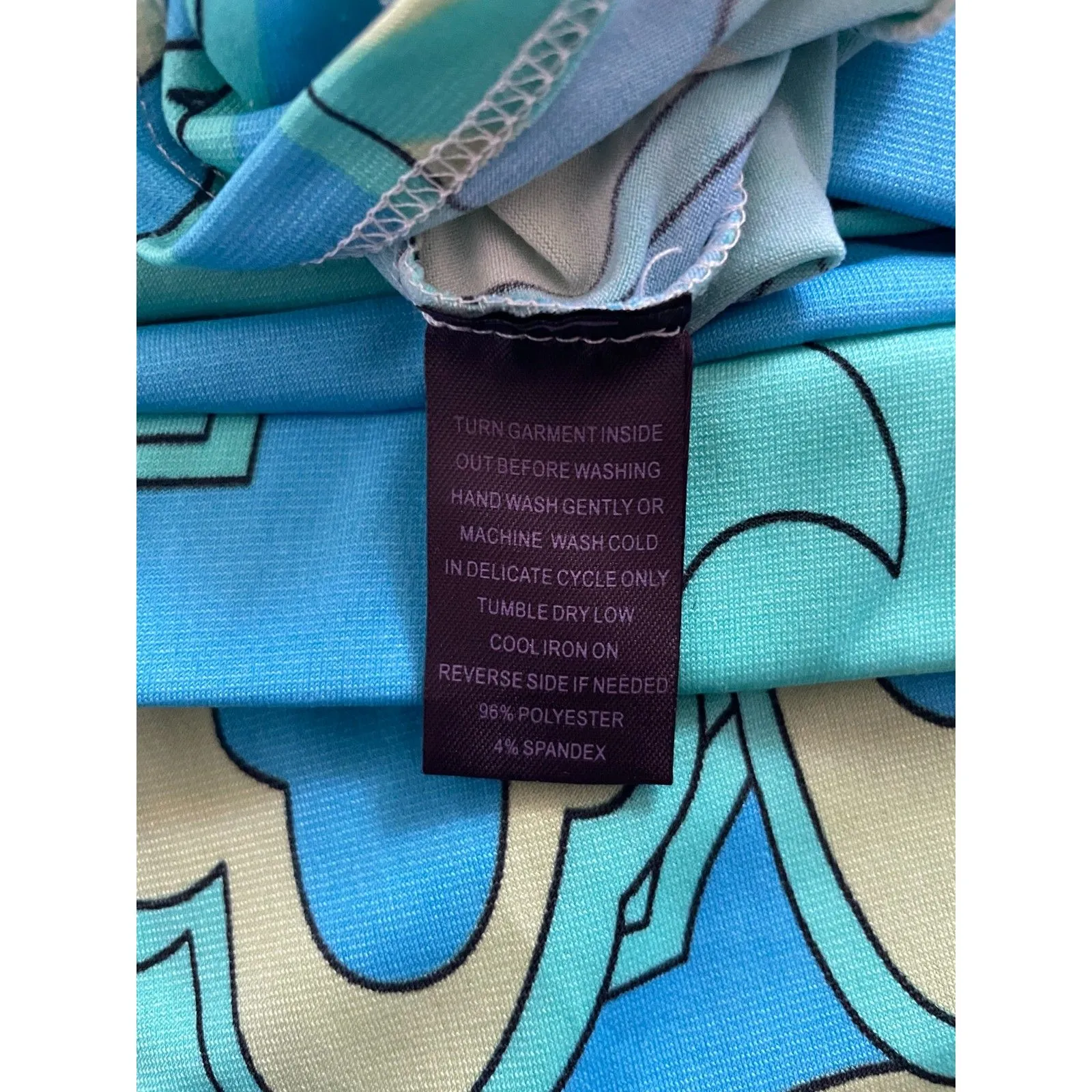 Hale Bob Wmns Strapless Maxi Dress S Blue Green Geometric Floral Boho Y2K Resort - Image 7