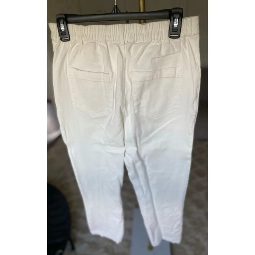 Skies Are Blue White Jeans Denim Crop Cotton Resort Vaca Button Fly Hampton Boho - Image 3