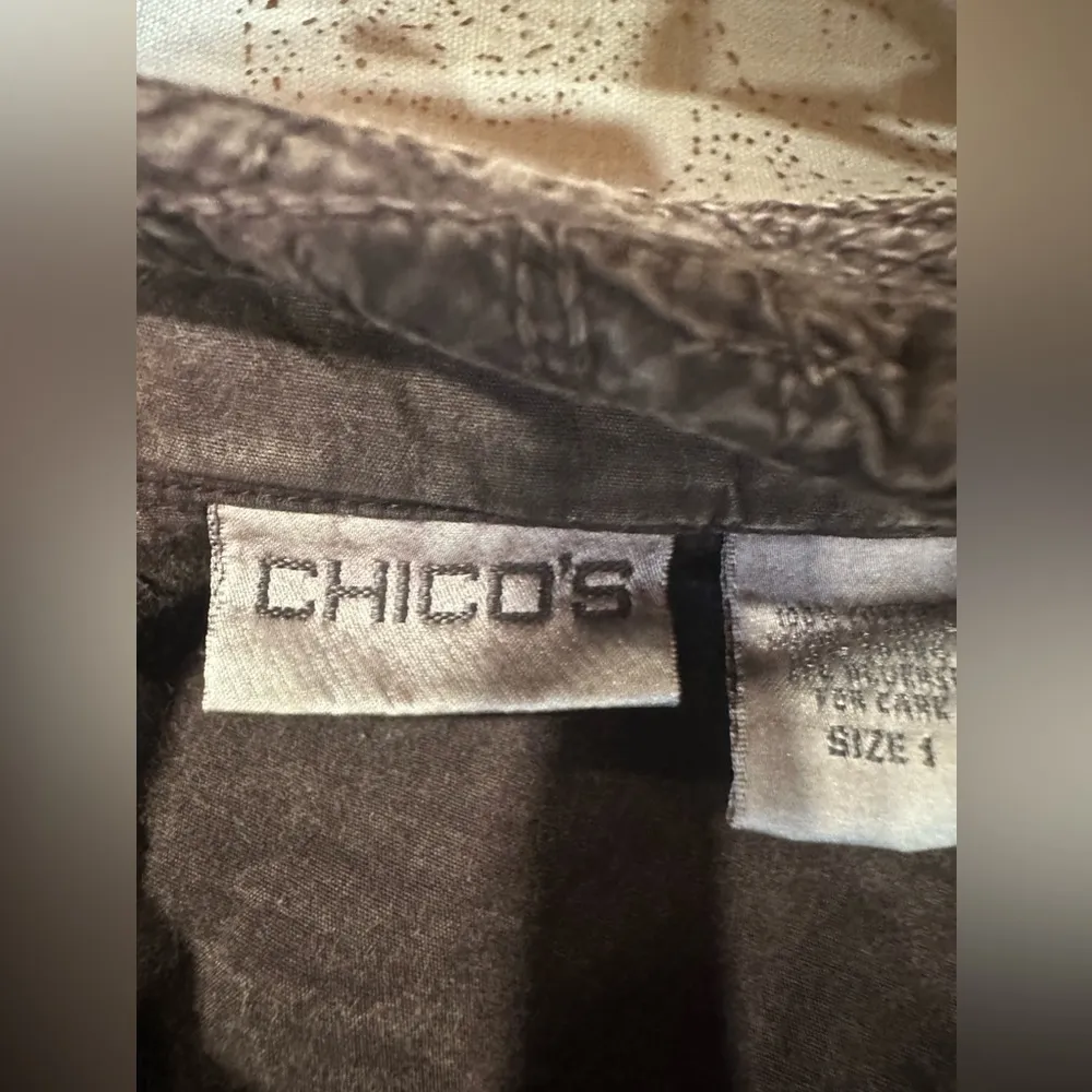 EUC Chico’s Jacket  chioccolate brown   Embroidered Long Sleeve Button-up Sz L - Image 7