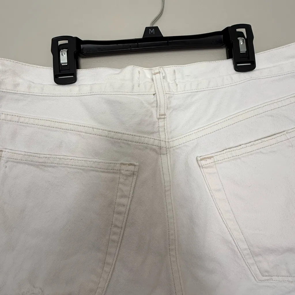 Agolde White Frayed Hem Jean Shorts - Image 4