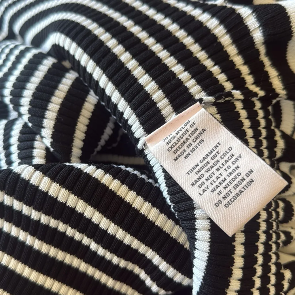 NWT Nanette Lepore V Neck Striped Pearl Embroidery Striped Stretch Cardigan M - Image 10