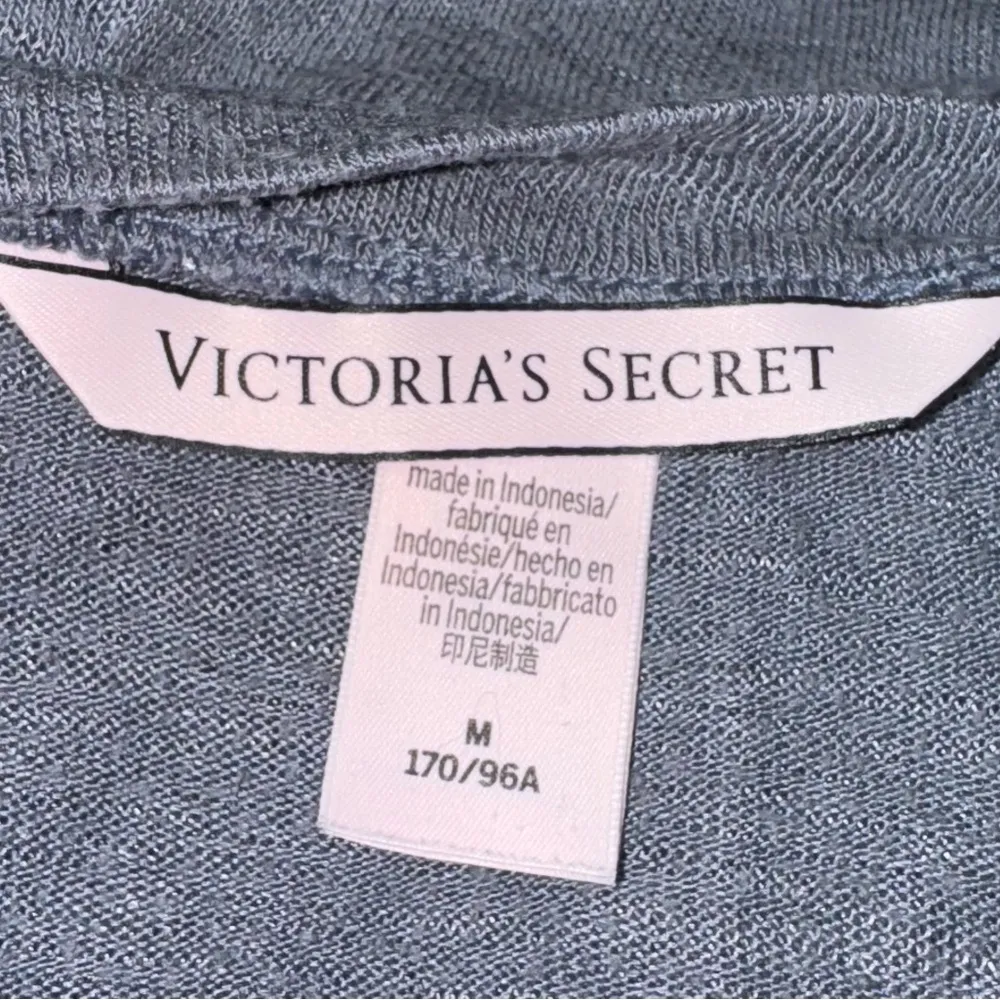 Victorias Secret Pajama Set Pajamas Lounge Henley Plaid Flannel Gray Pink Sz M - Image 5