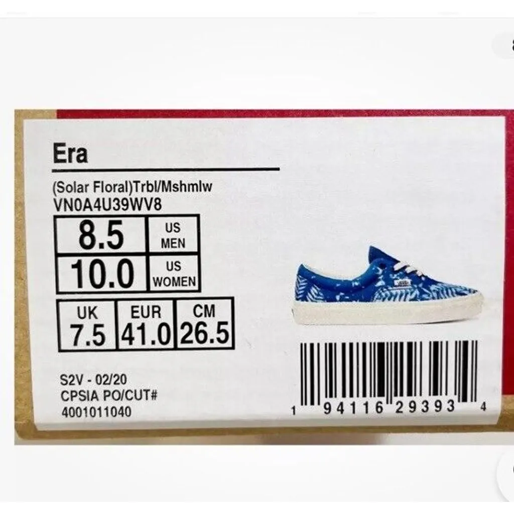 Vans Era Sneakers Solar Floral True Blue Marshmallow W 6.5 M 5 Tropical Check - Image 6