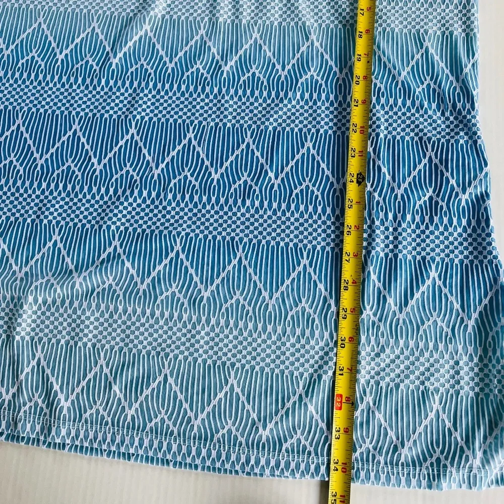 Lace‎ Up Swim Cover Up Tunic Stretch Side Slits V Neck Semi Sheer Size L Blue Size L - Image 7