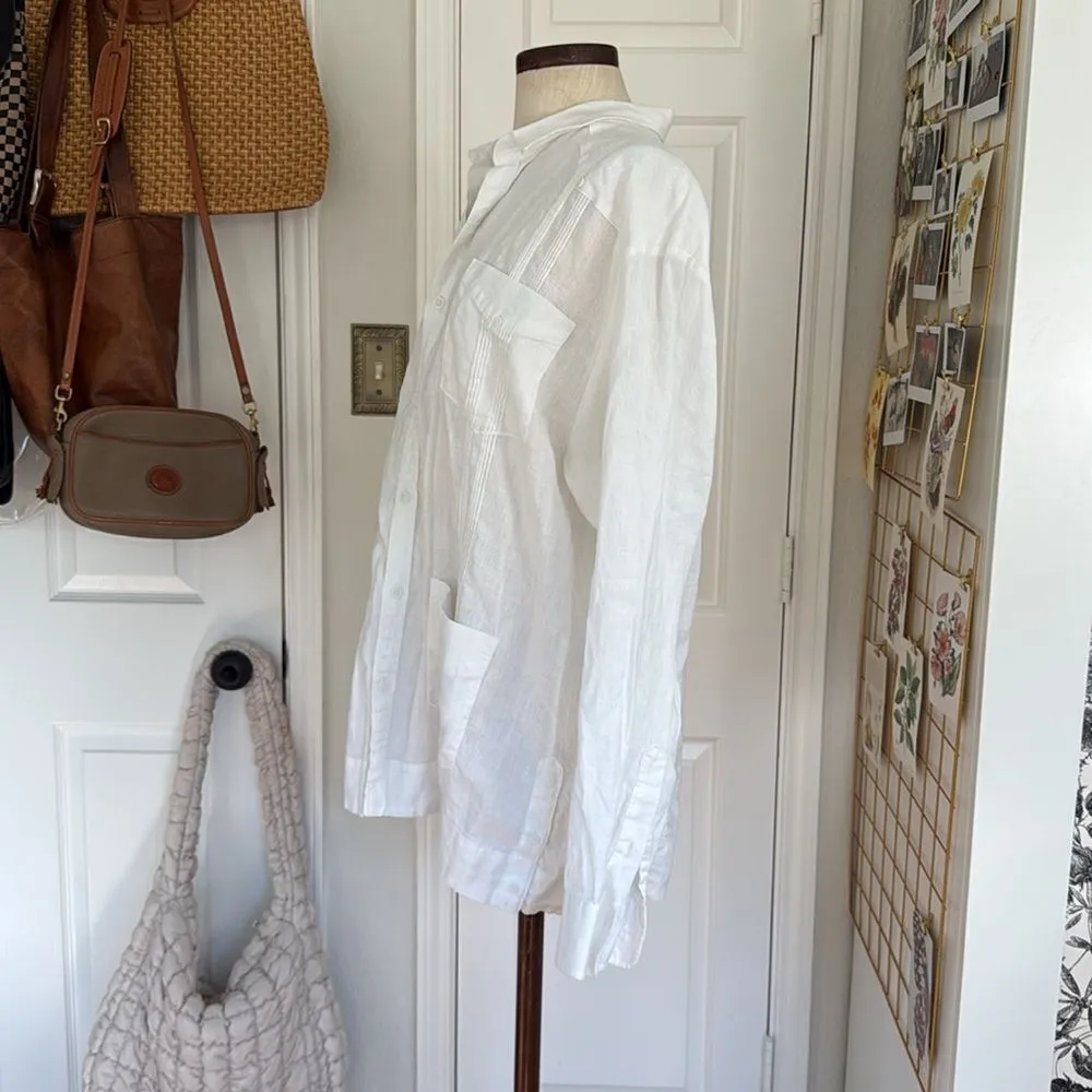 Women’s Cubavera linen pocket front shirt White Size XL - Image 10