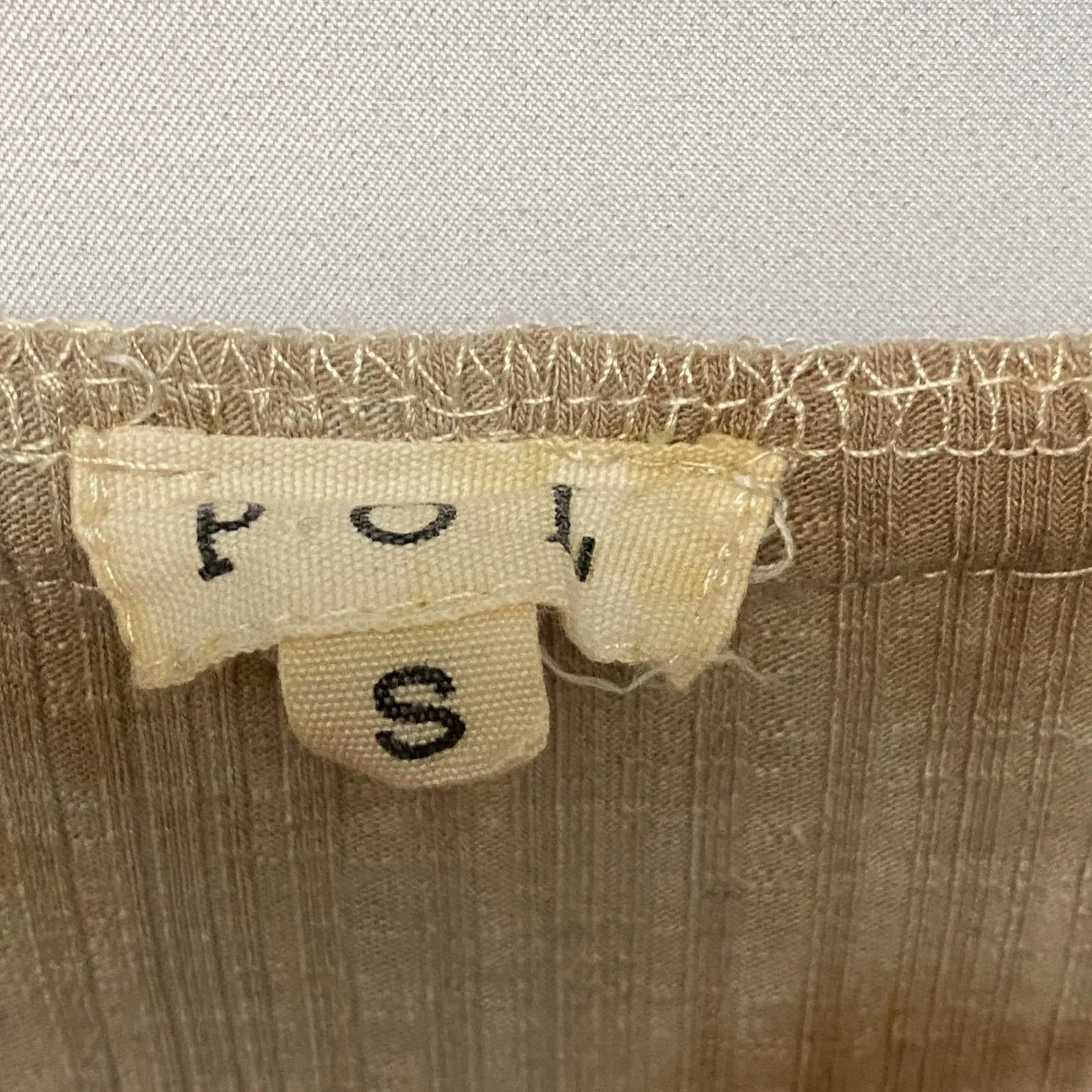 POL Vintage Style Earth Tone Ribbed Long Sleeve Lace Trim V Neck Henley Top Sz S - Image 3