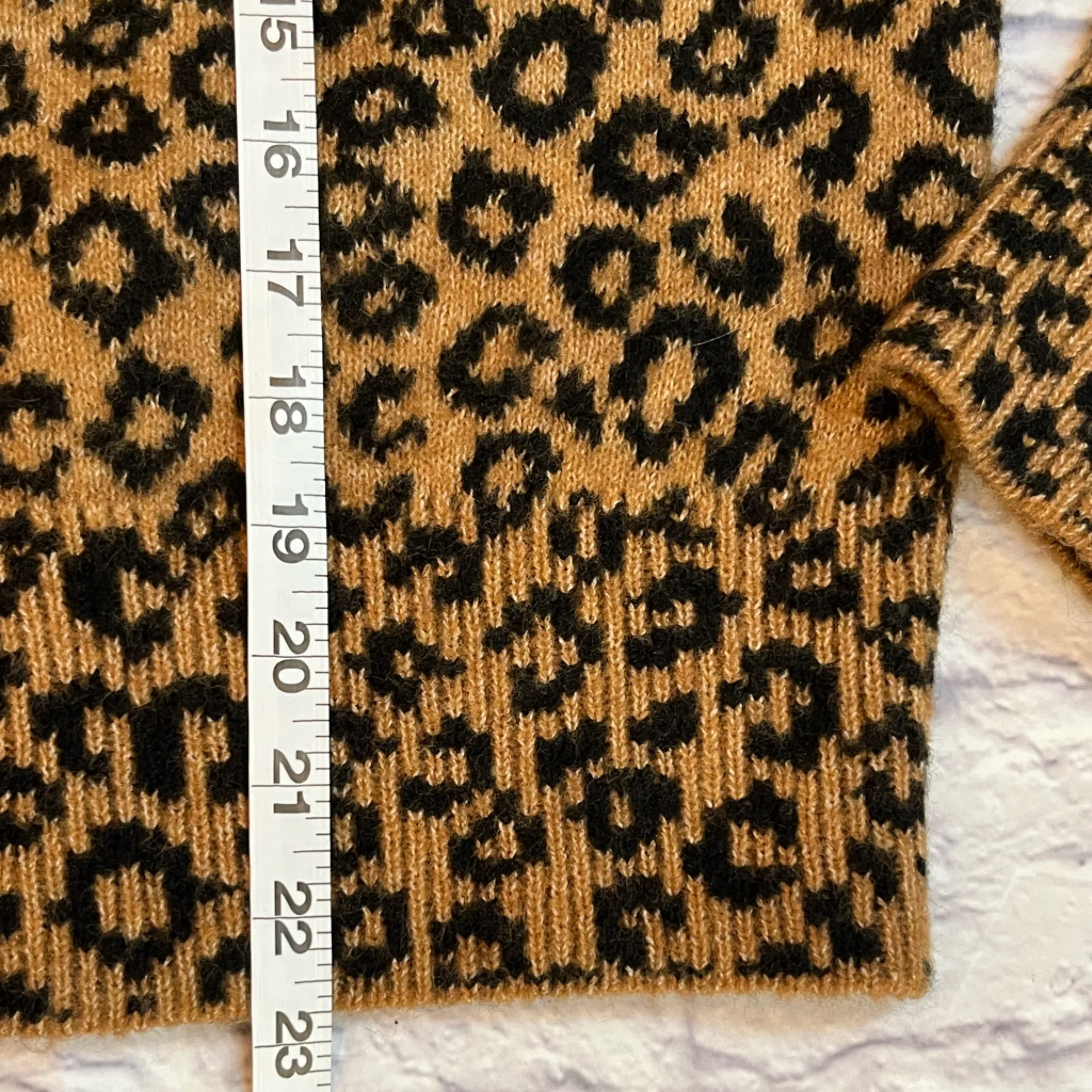 Marled cardigan sweater leopard animal print wool blend black brown XS - Image 3