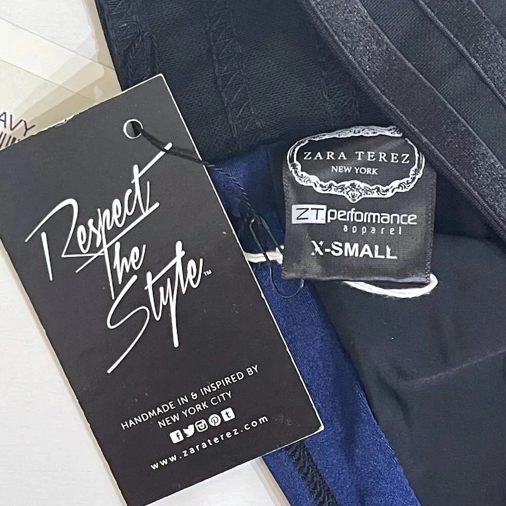 NEW Zara Terez XS Mesh Back Sports Bra Navy Blue Strappy Workout Crop Top Gym - Image 7