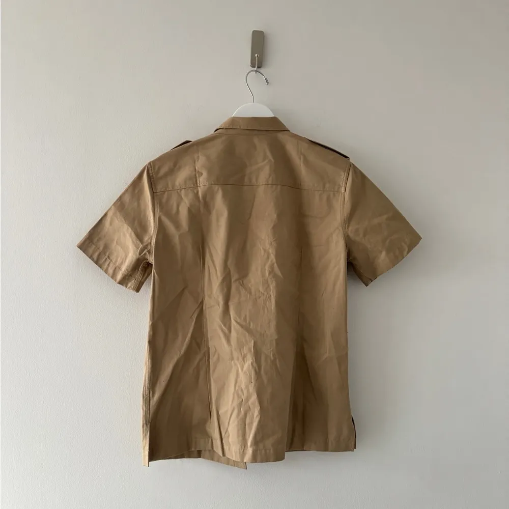 NILI LOTAN Natalie Cotton Poplin Shirt in Sand M Tan Size M - Image 6