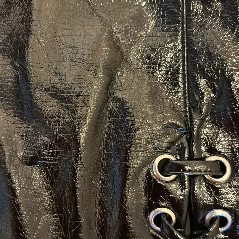 Black Faux Leather Lace Up Skirt - Image 2