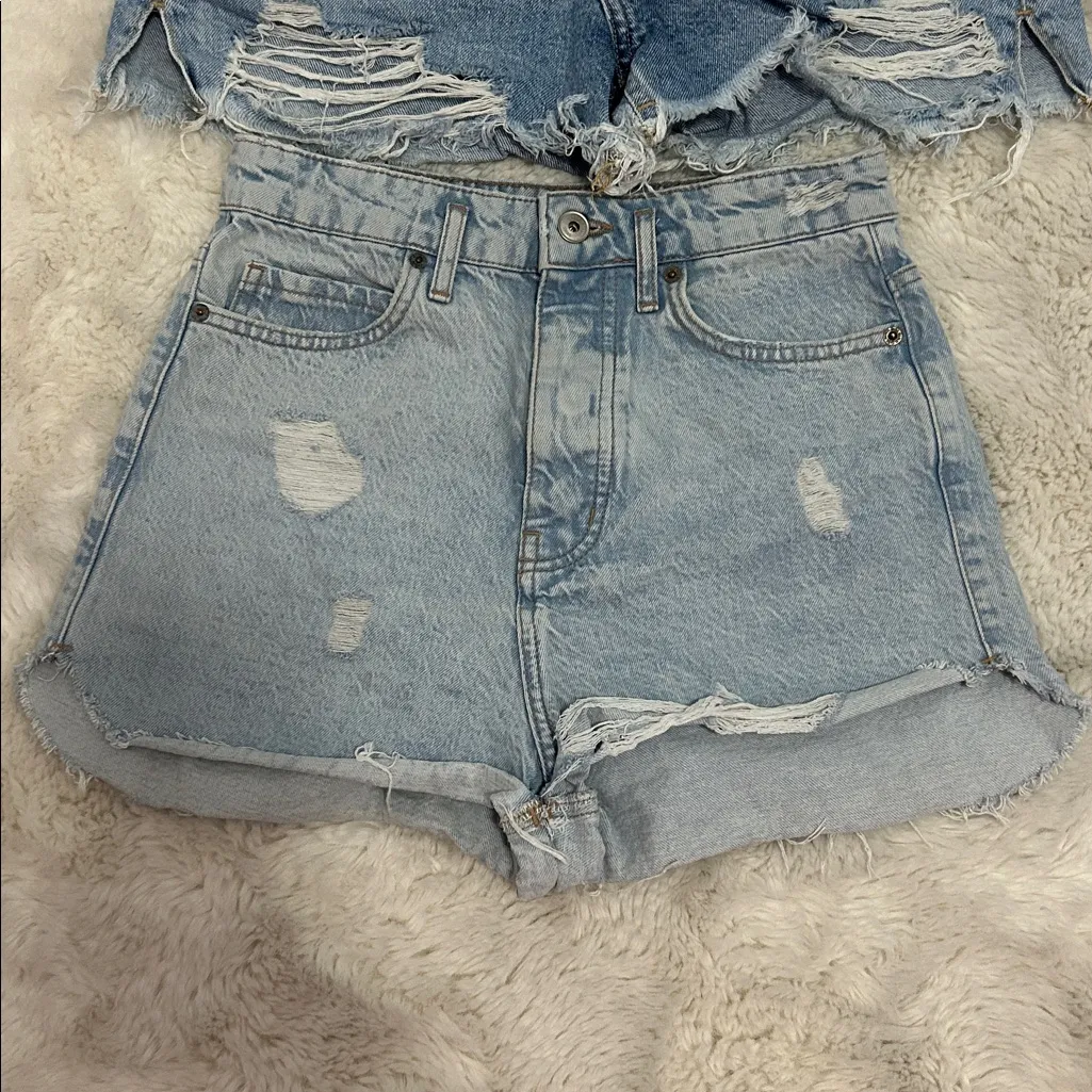 Zara Distressed Denim Shorts Bundle - Image 3