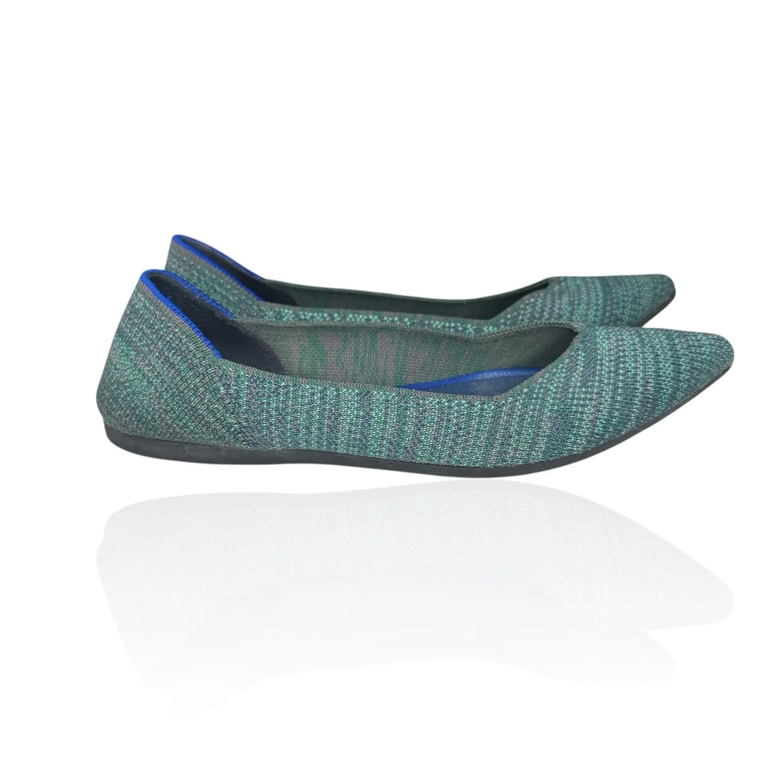 Rothy's The Point Aqua Heather Turquoise Flats Size 8 Shoes Slip On‎ Ballet Knit - Image 3