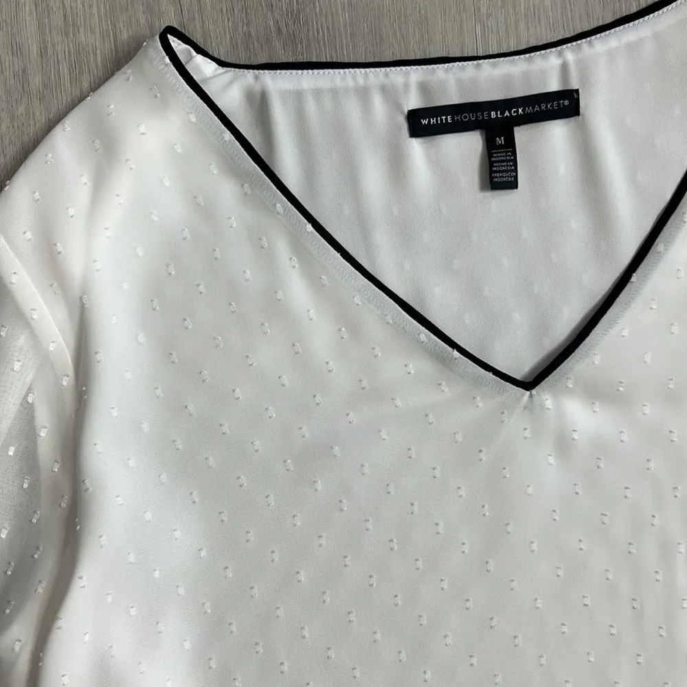 White House Black Market • whbm Swiss dot vneck blouse - Image 9