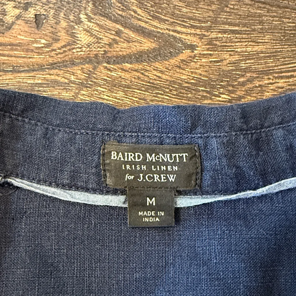 J.Crew Baird McNutt Irish Linen Short Sleeve Shirtdress Navy M Medium - Image 6