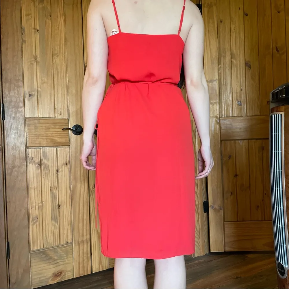 BABATON By Aritzia Simple Chic Red Wrap Midi Dress Small - Image 5