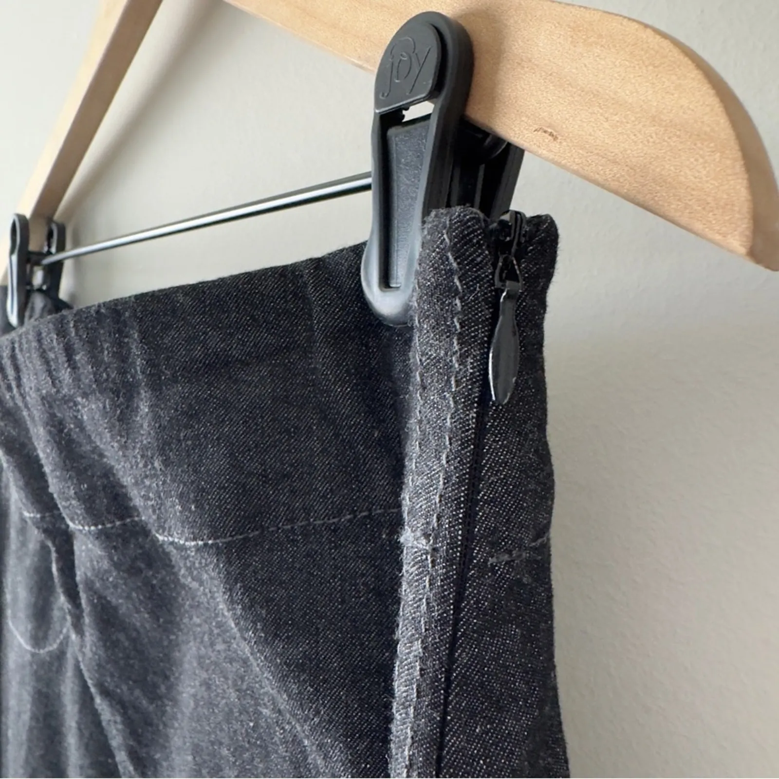 Eileen Fisher Charcoal A-Line Skirt Stretch Denim side zip zipper Jean cotton S - Image 5