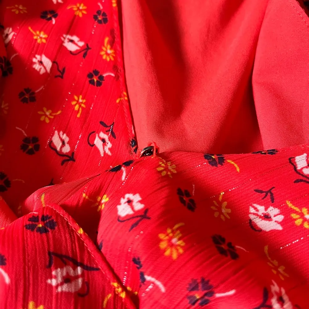 Madewell Tiered-Sleeve Peplum Top in Metallic Prairie Posies - Image 8