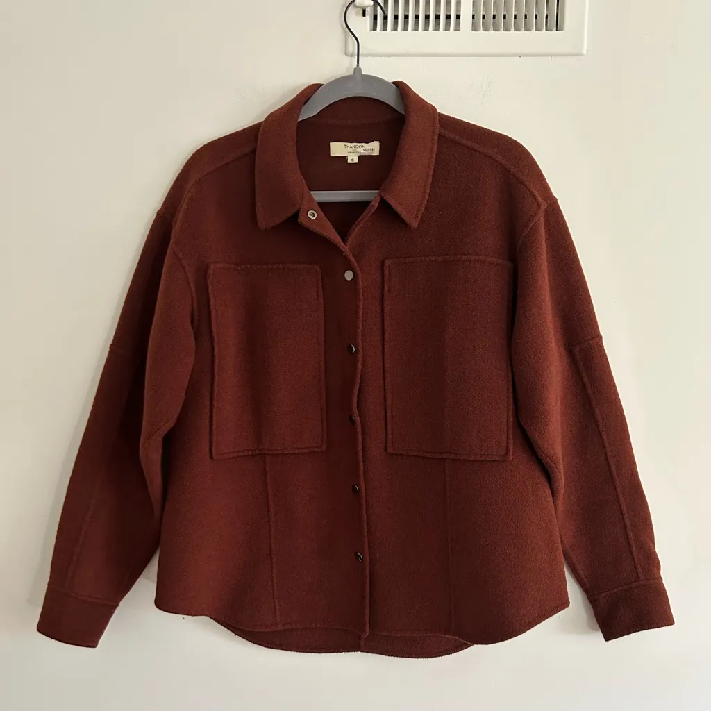 Thakoon Collective Brown Wool Blend Snap Front Shacket Size Small - Image 2