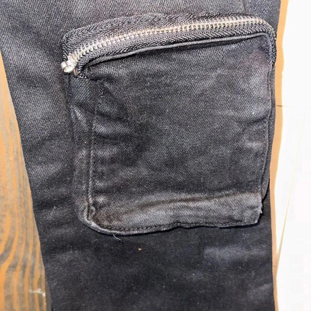 Pheelings Never Look Back Cargo Flare Stack Denim Jeans Black Size 32 - Image 8