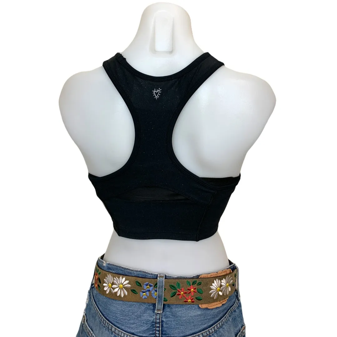 Betsey Johnson Black Sports Bra XS Longline Sparkle Glitter Low Impact NEW - Image 3