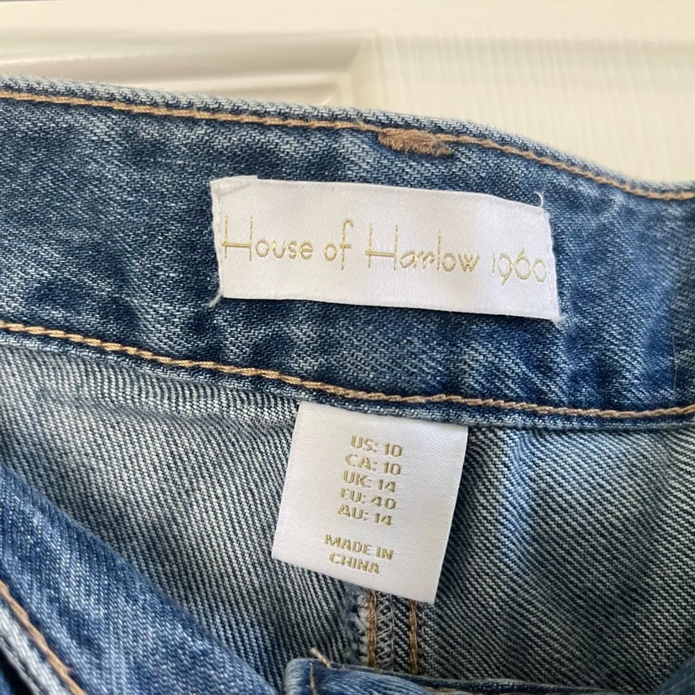 Women’s House of Harlow 1960 Midi Belted Denim Skirt Size 10 Blue - Image 2