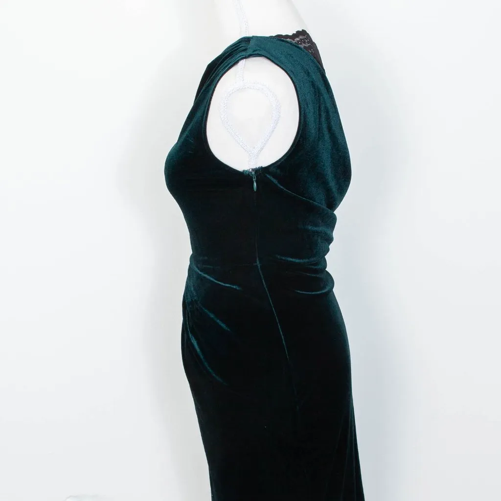 Lulus All The Luxe One Shoulder Green Velvet Lace Mini Tulip Dress Womens XS‎ - Image 6