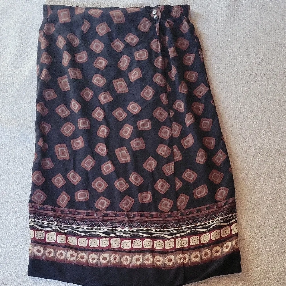Prophecy Vintage Black and Brown Patterned Skirt Size M Size M - Image 3