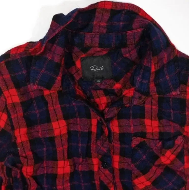 Rails  Women's Hunter Ultra Soft Collared Button Down Scarlet Indigo Plaid Blouse - Image 2