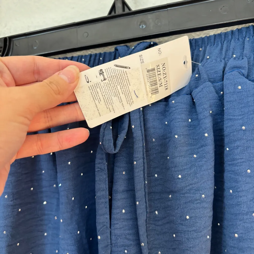 Embellished Blue High Waist Casual Shorts - Image 3