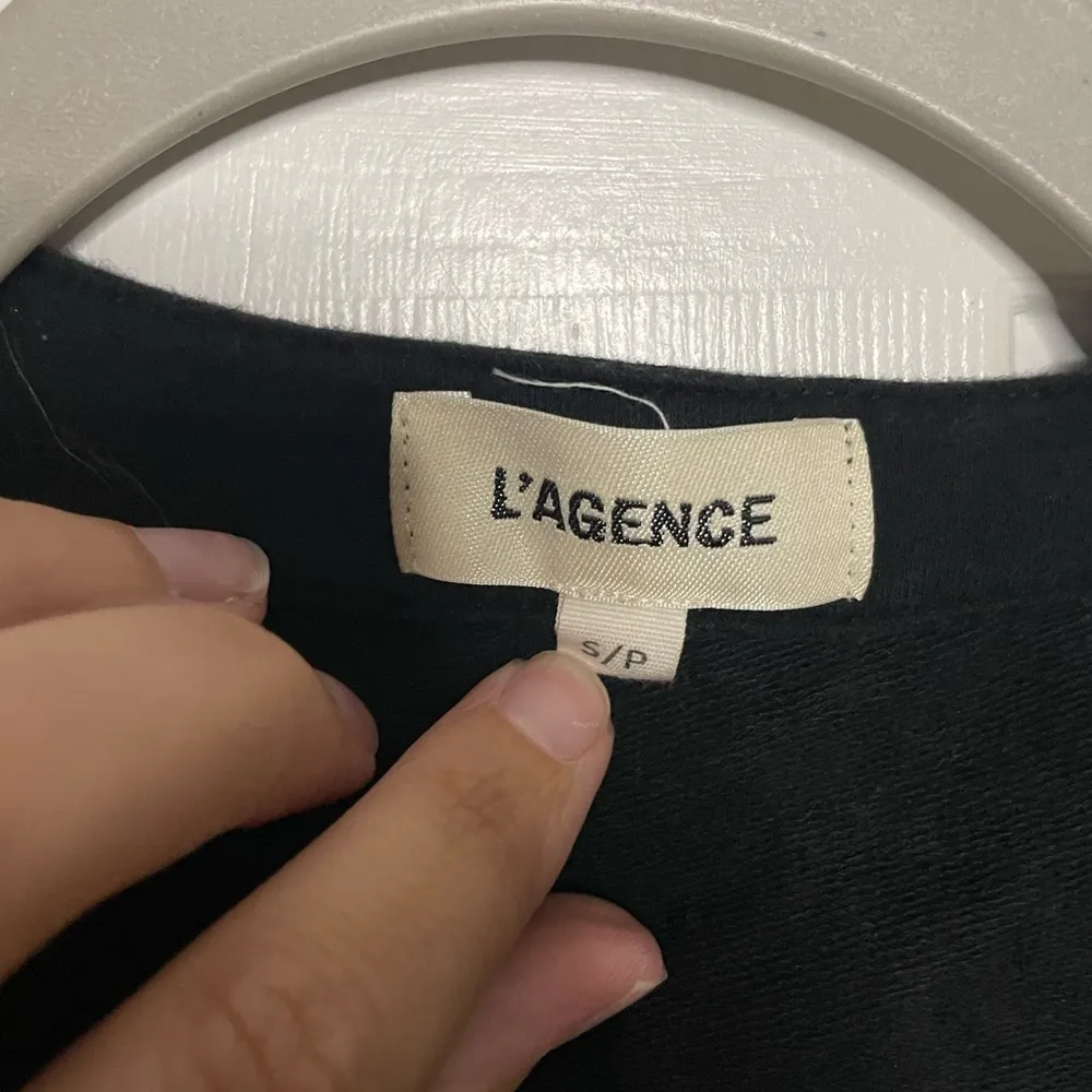 L’AGENCE Top Josilyn Lace Up Terry Sweatshirt Black Size Small - Image 5