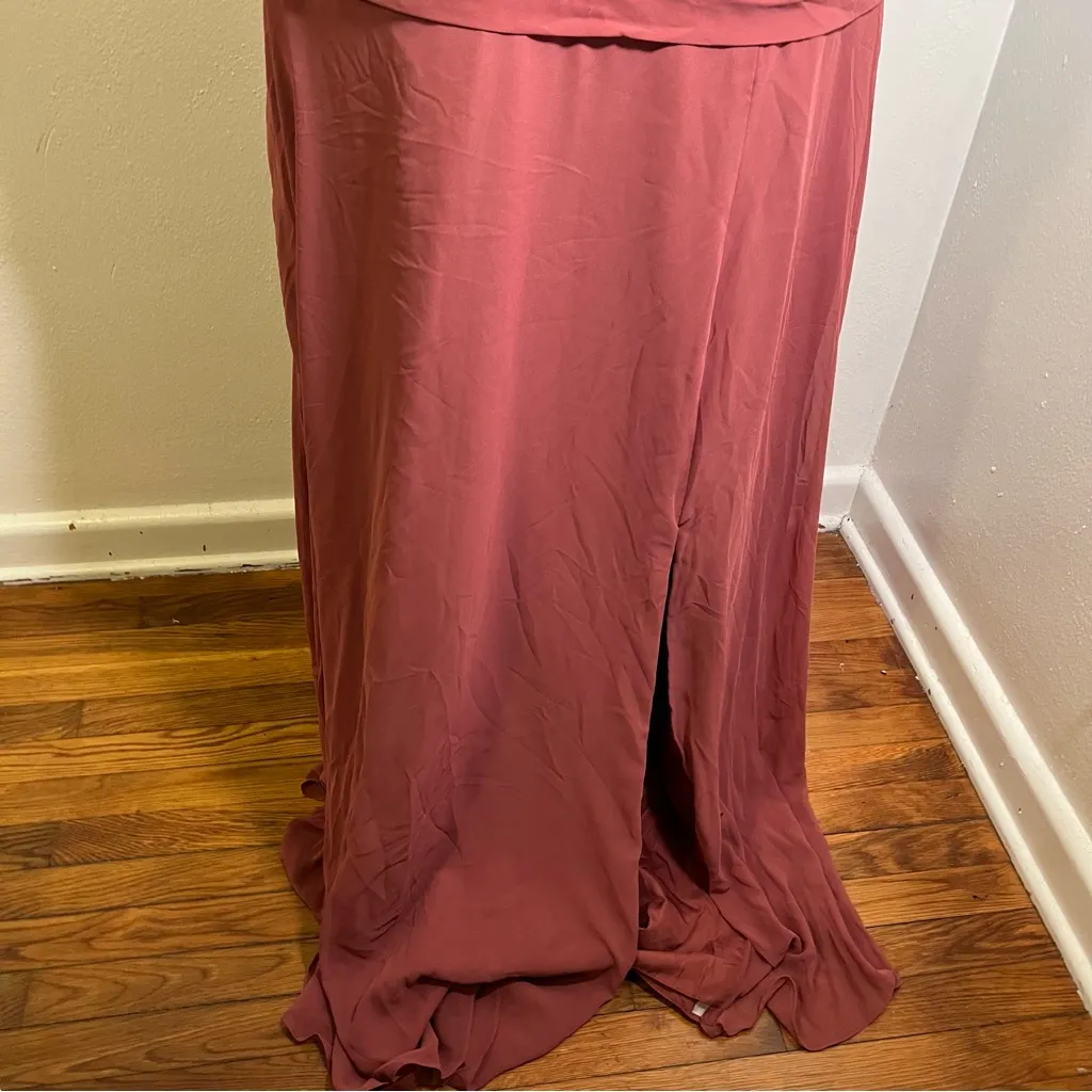 Azazie Nelly Chiffon Bridesmaid Dress Merlot A26 - Image 5