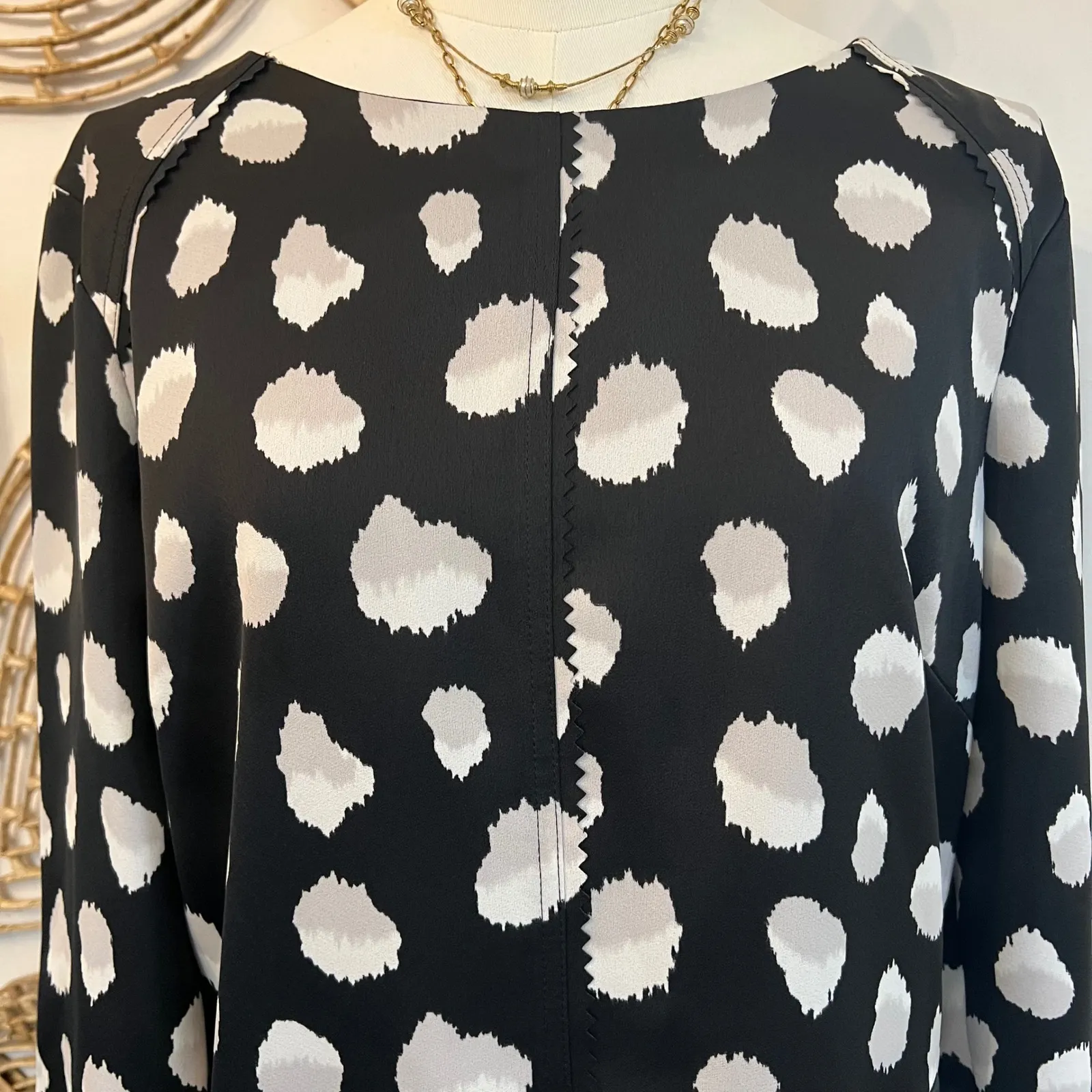 Banana Republic Mod Retro Black White Dot Shift Dress Minimalist Chic Sz 12 - Image 4