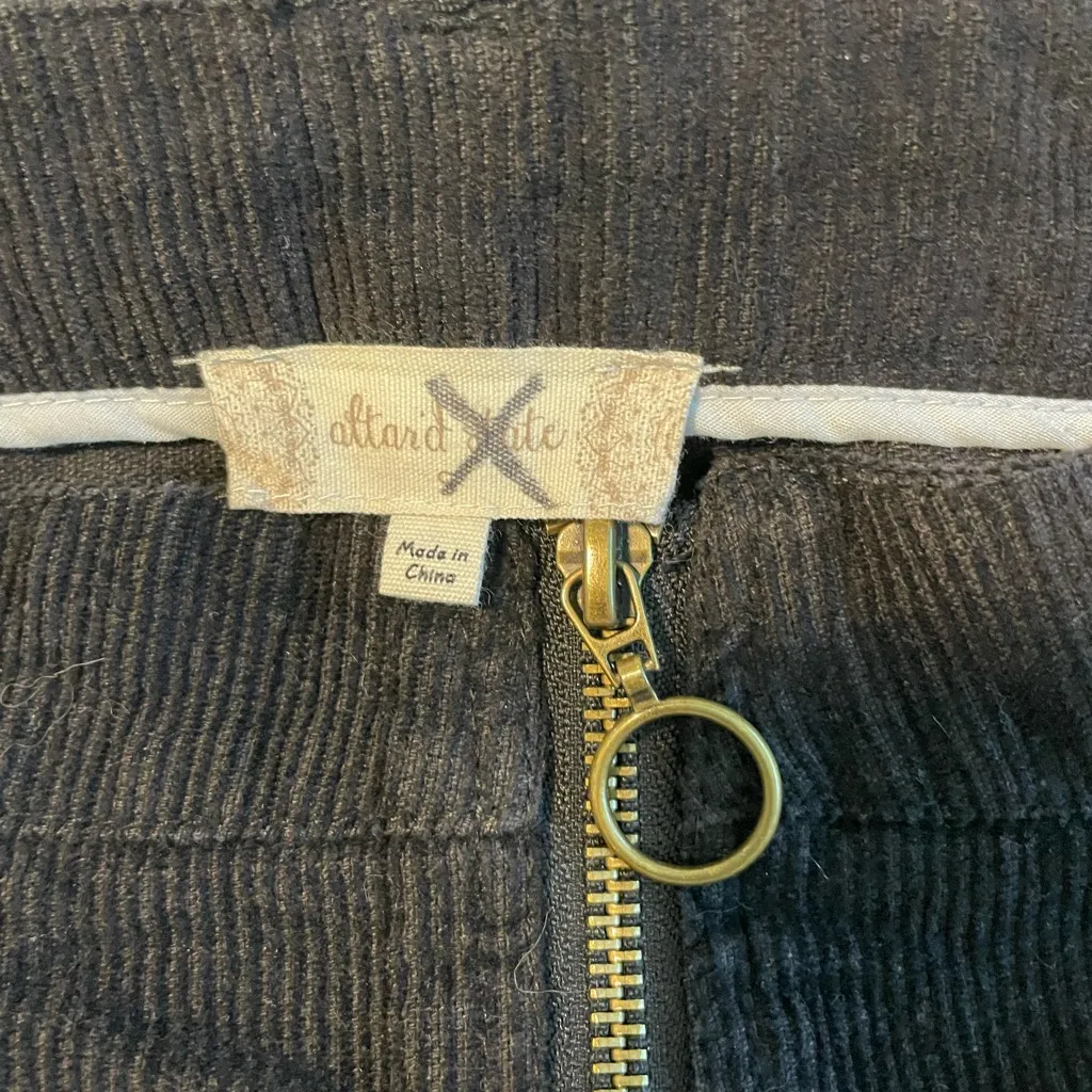 Altar'd State Charcoal Corduroy Skirt with Gold Zipper - Image 2