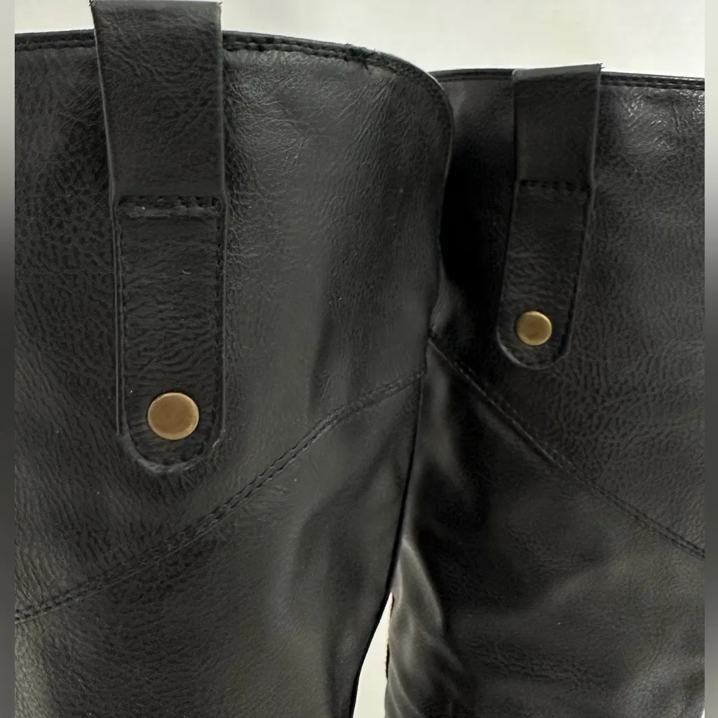 Rampage Riley Black Knee High Boots Size 8M Y2K Faux Leather Riding Style - Image 13