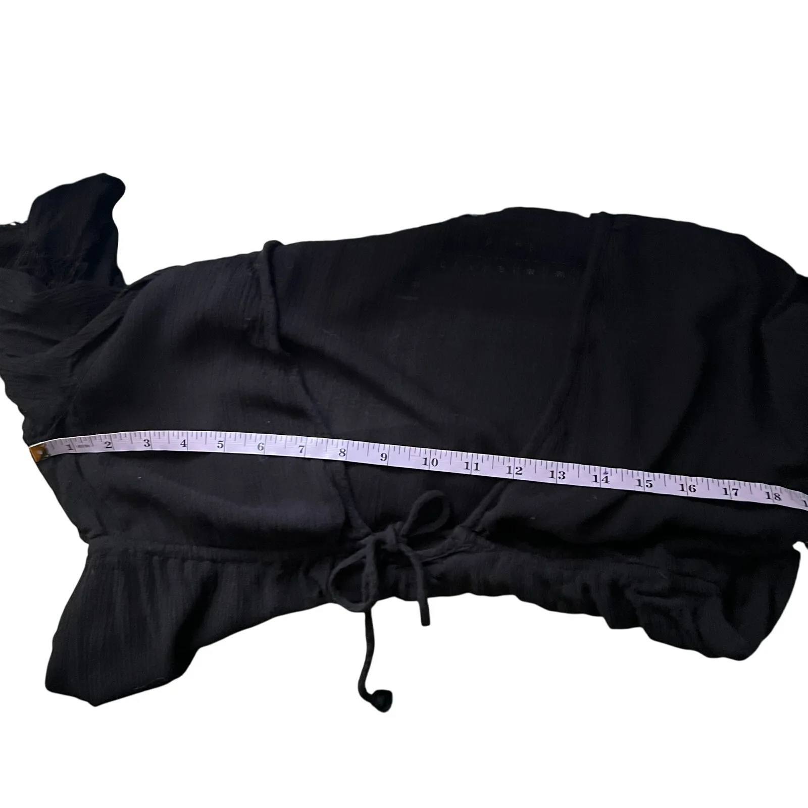 Ambiance Top Womens XS Flared Sleeve Cropped Witchy Goth Boho Dark Fairy Y2K Black - Image 10