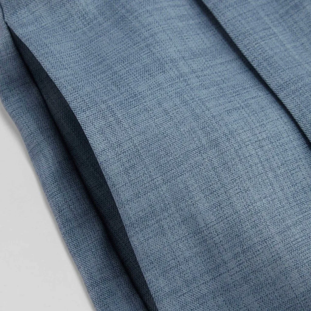 CIDER Woven Mid Rise Pleated Roll Hem Solid Pocket Wide Leg Trousers Blue 1X - Image 4