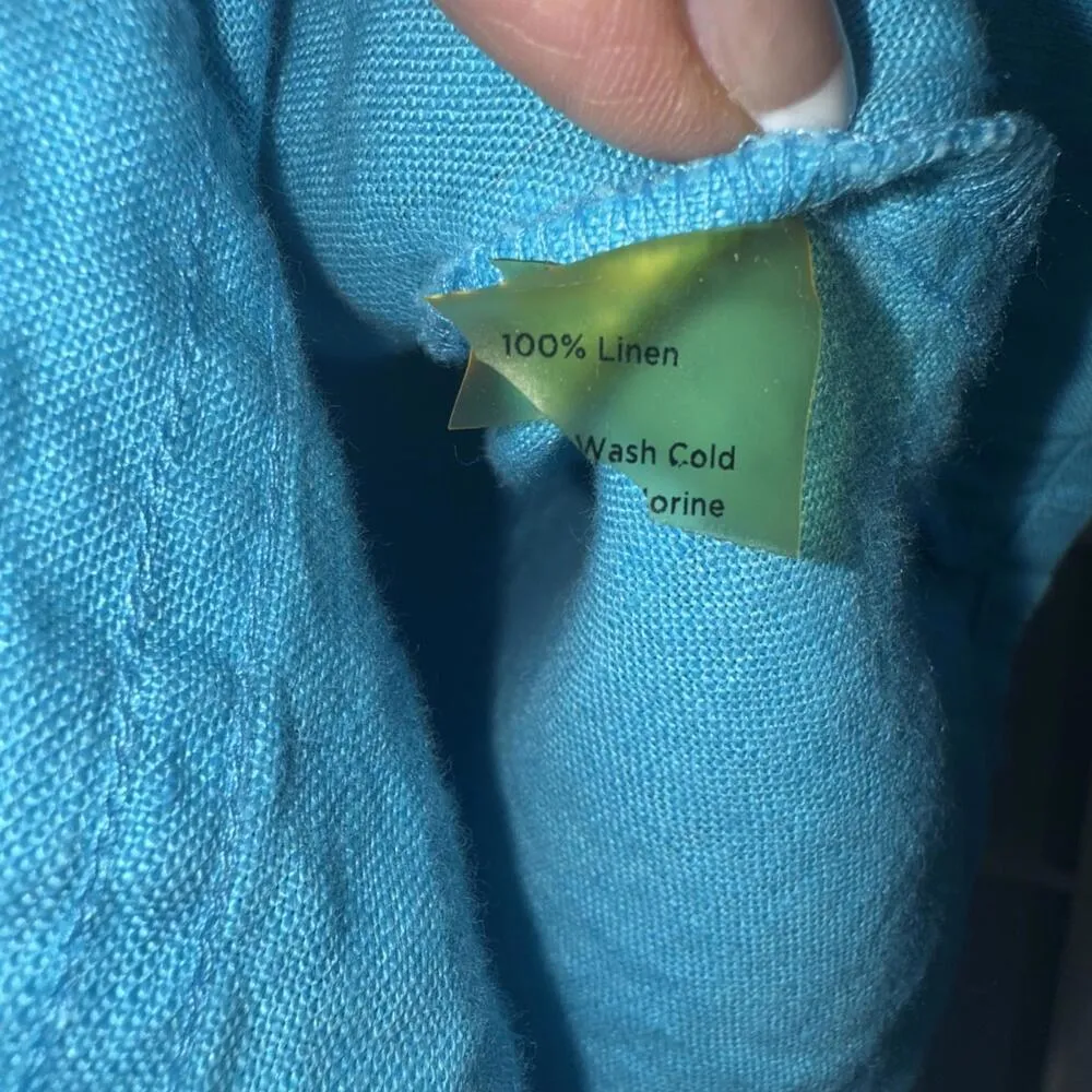 Talbots Petites 100% Pure Irish Linen Quiet Luxury Button Up Pocket Blouse Top S - Image 3