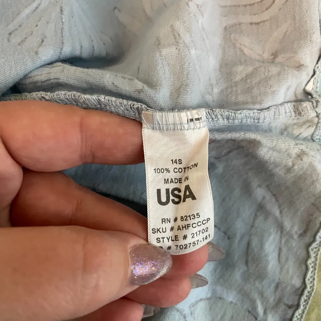 Fresh Produce Women L Blue Green Coconut Point Scoop Hazy Days 1/2 Sleeve Shirt - Image 9