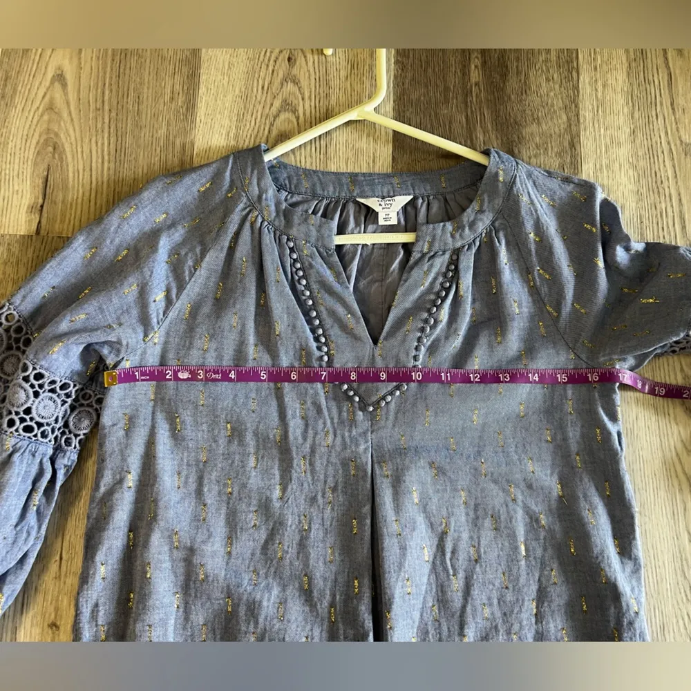 Crown & Ivy Chambray Mini Dress size PP - Image 4