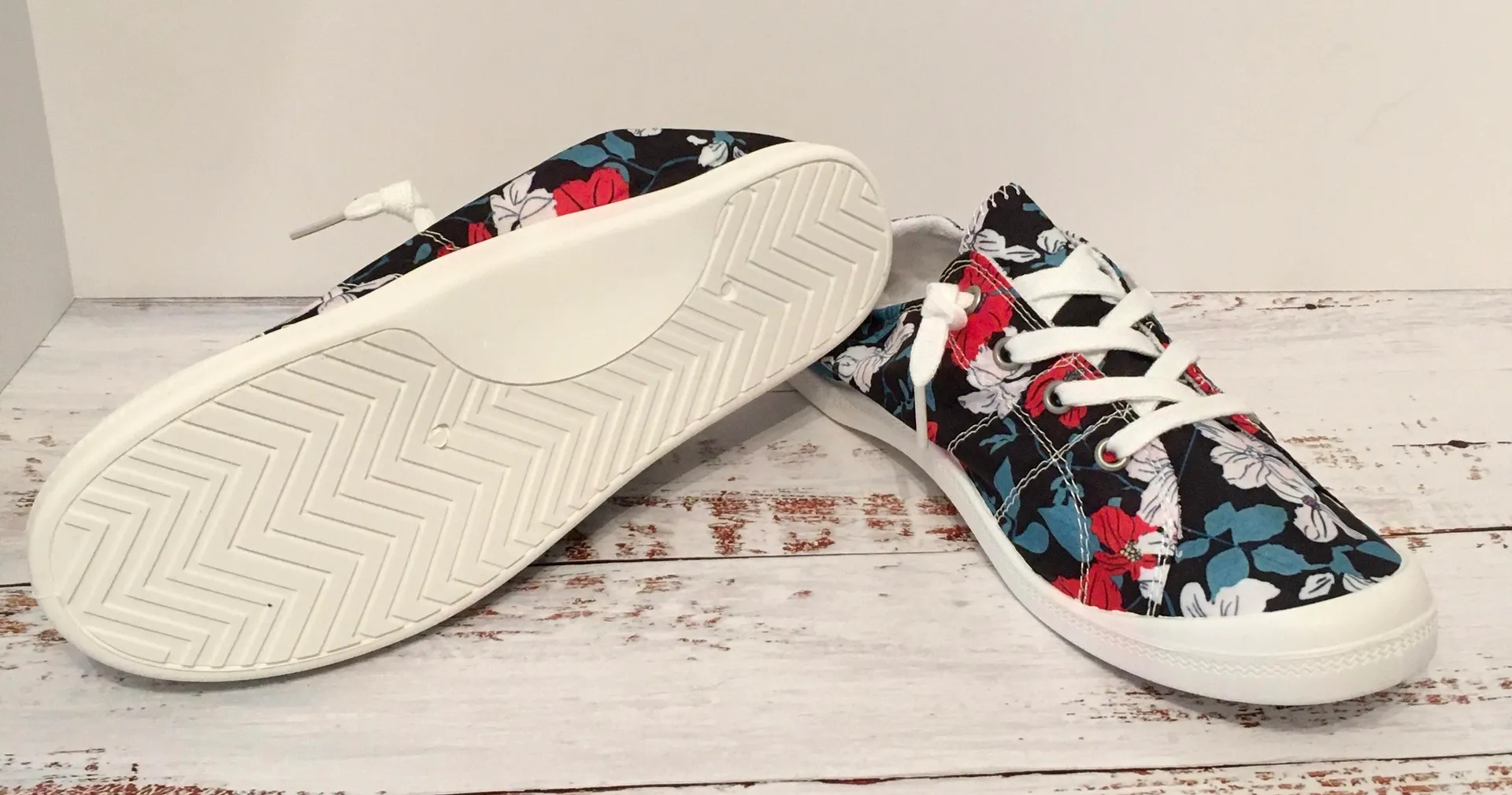 Floral Canvas Sneakers, Size 9 Multi - Image 5