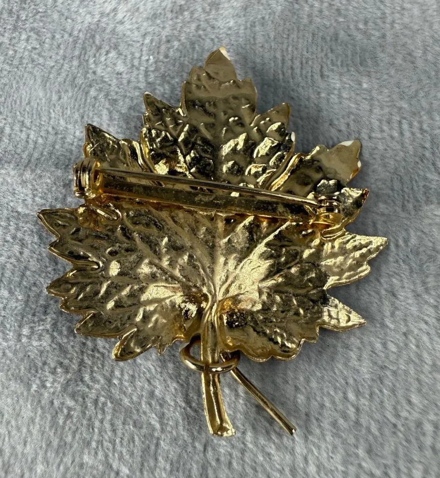 Vintage Maple Leaf Brooch With Gold - Image 8