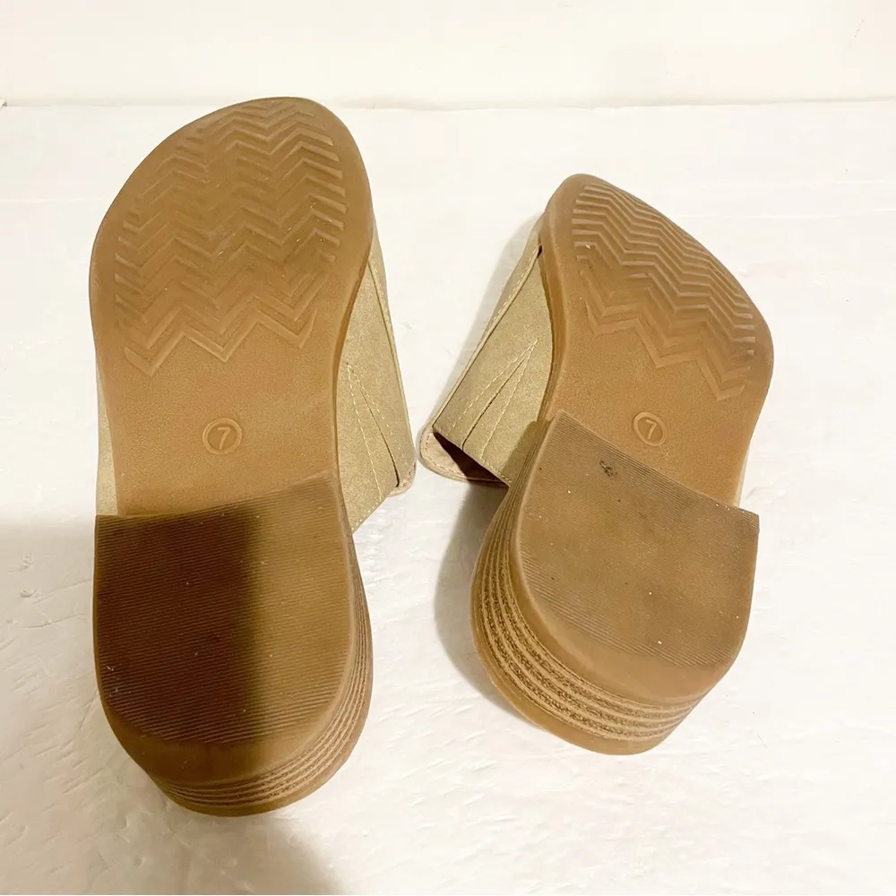 BC Size 7 Tan Vegan Faux Leather Slip on Mule Loafer - Image 6