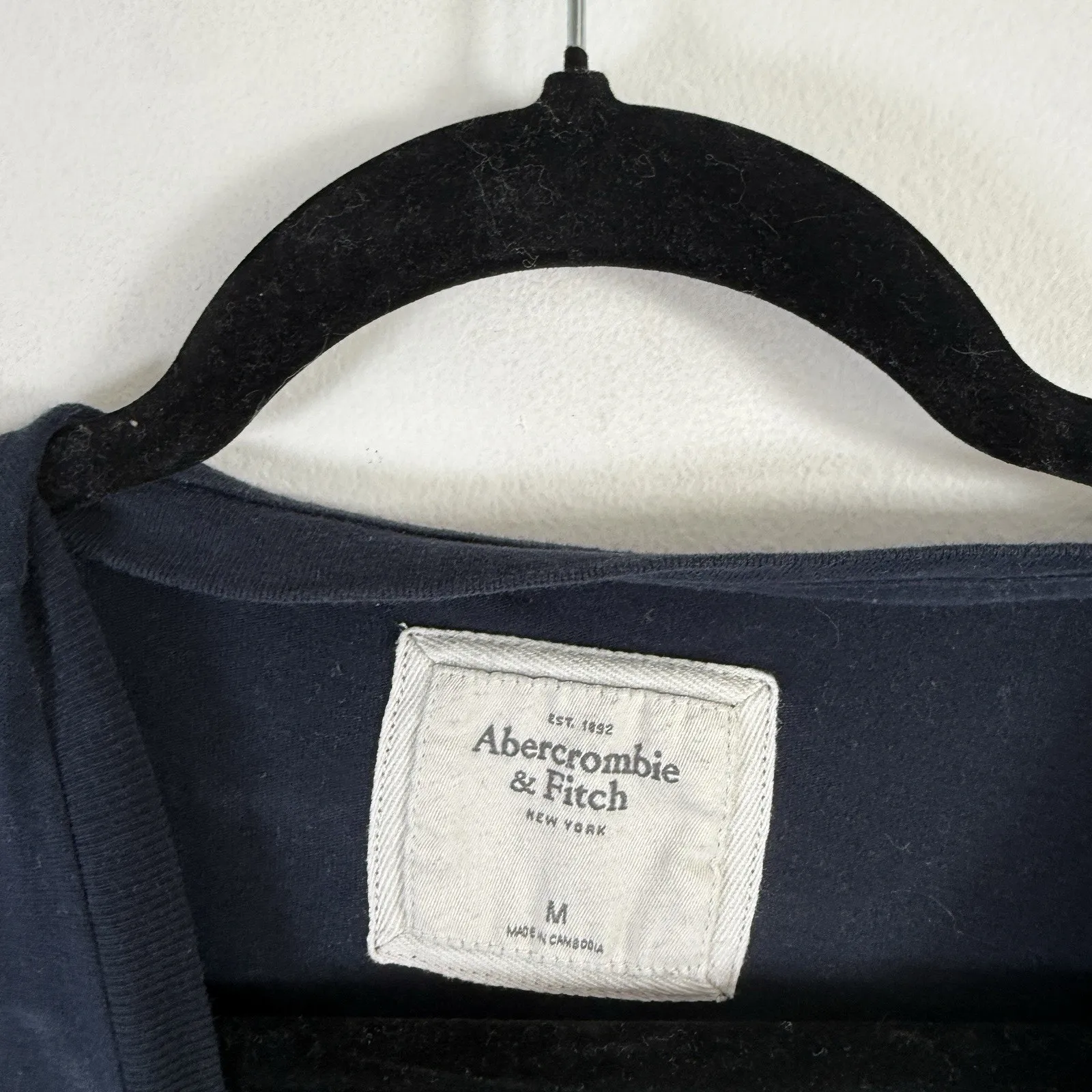 Abercrombie Y2K Spell Out Navy Blue Long Sleeve T-Shirt Fitted Womens Medium - Image 3