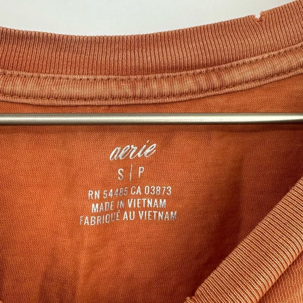 Aerie Orange Together Ya’ll Short Sleeve Shirt Size Small Burn Out Distressed - Image 4