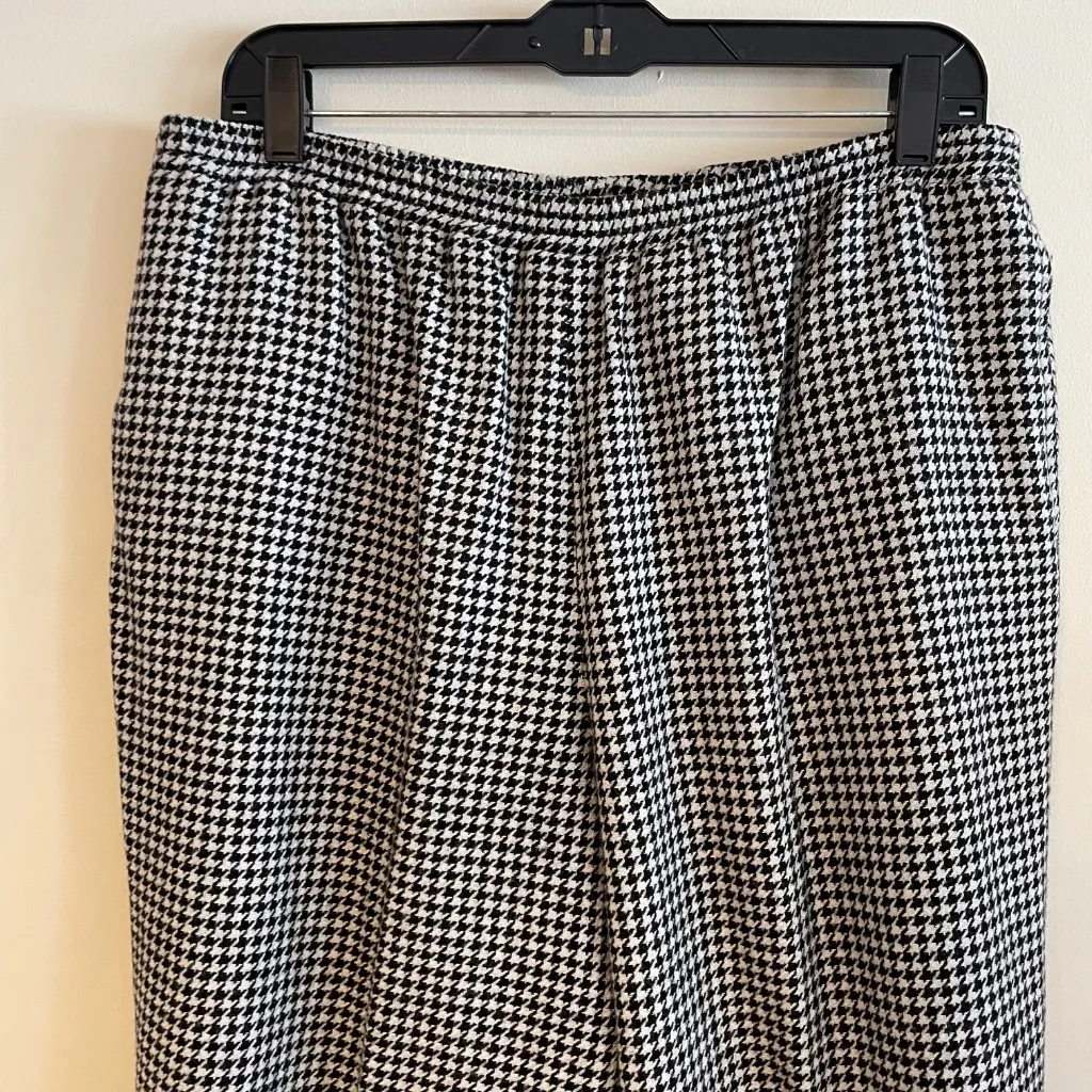 The Tog Shop Straight Leg Elastic Waist Pants Bottoms Houndstooth Womens 16 P Black Size 16P - Image 3