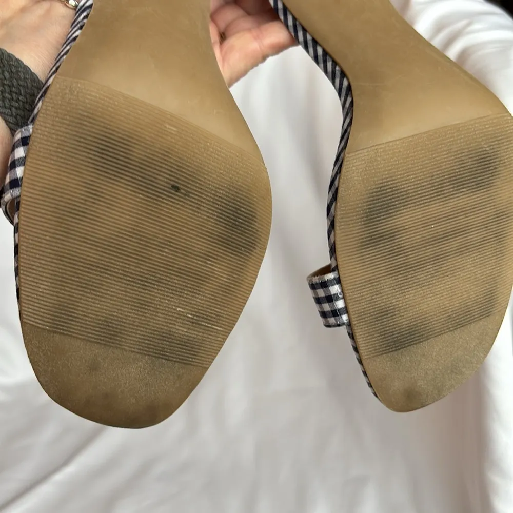 Material Girl Women's Blue White Gingham High Open Toe Ankle Wrap Blaire 5, Sz 8 - Image 5